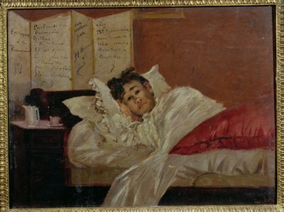 Arthur Rimbaud (1854-91) in seinem Bett in Brüssel von Jef Rossman
